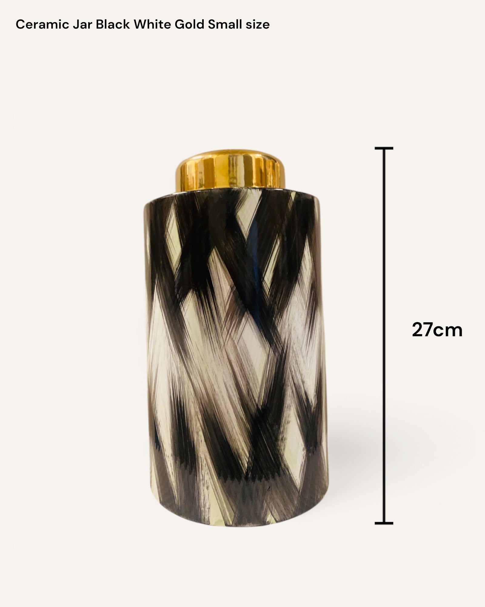 Ceramic Jar Black white gold( Small size)
