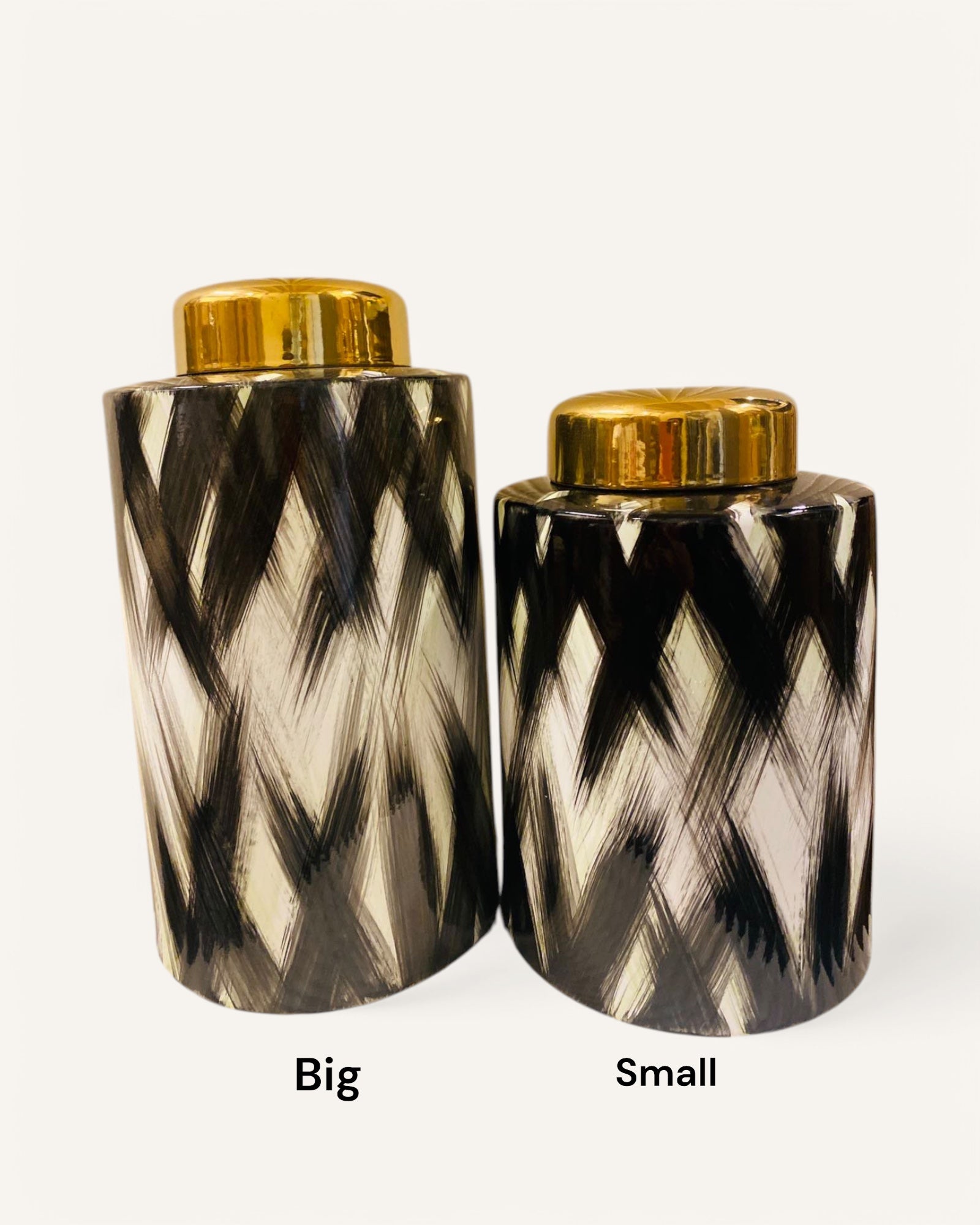 Ceramic Jar Black white gold( Big size)