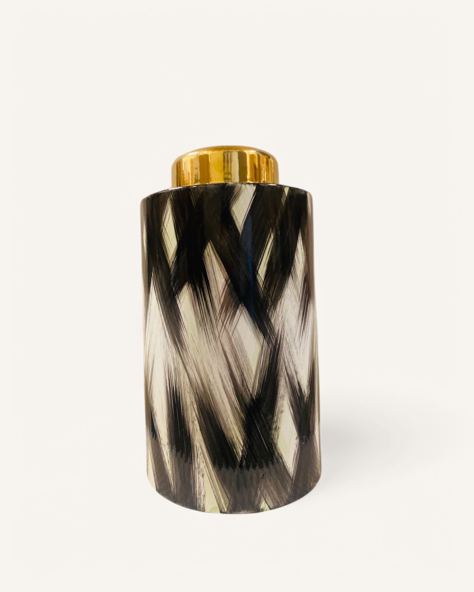 Ceramic Jar Black white gold( Big size)