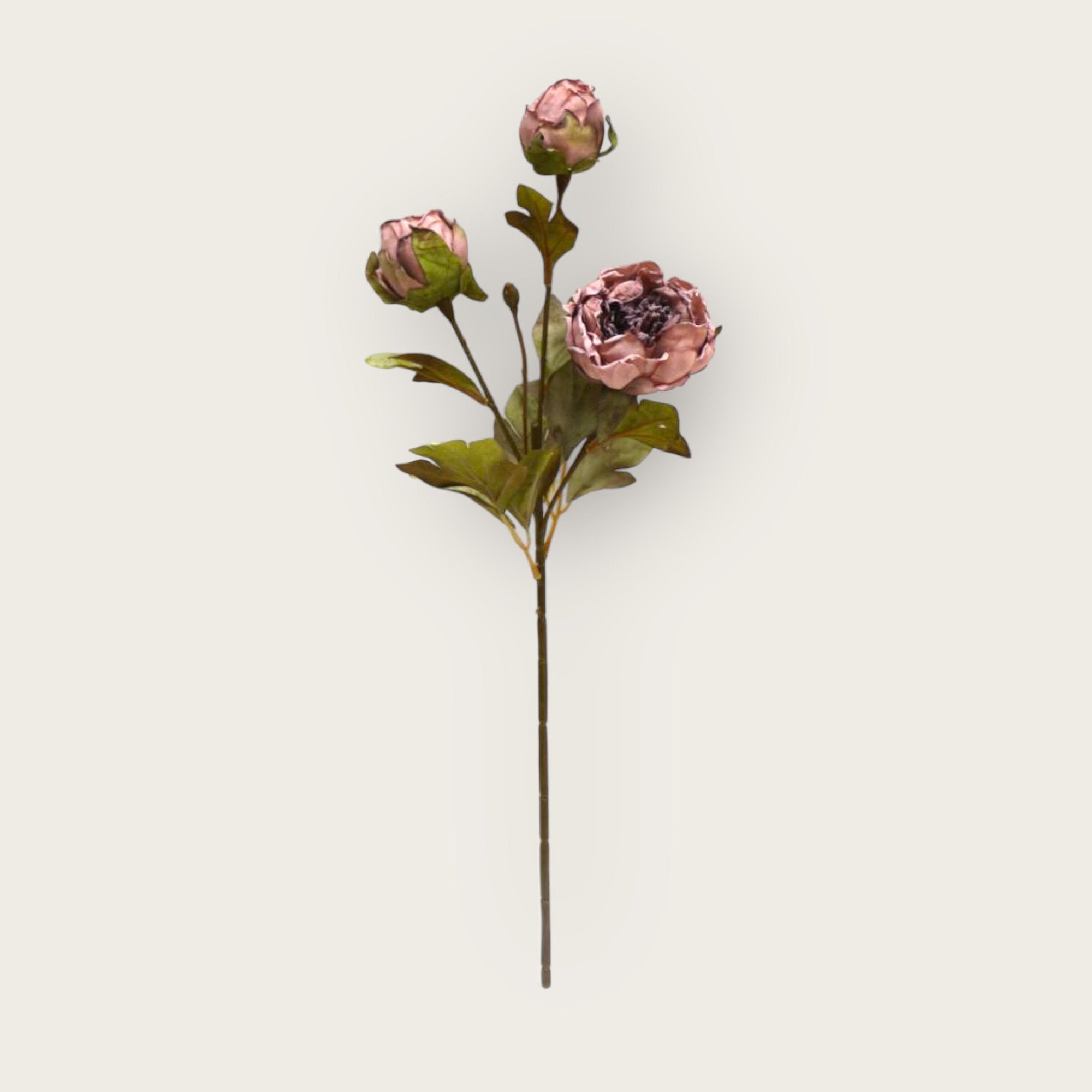 Herfstserie 3 Heads Peony Brown | Zijden kunstbloem | Lengte 53cm 1pcs