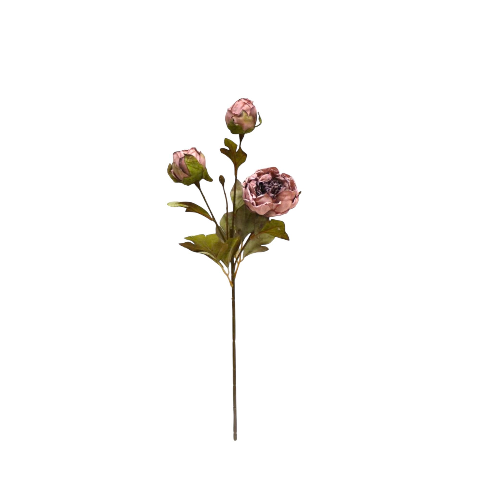 Herfstserie 3 Heads Peony Brown | Zijden kunstbloem | Lengte 53cm 1pcs