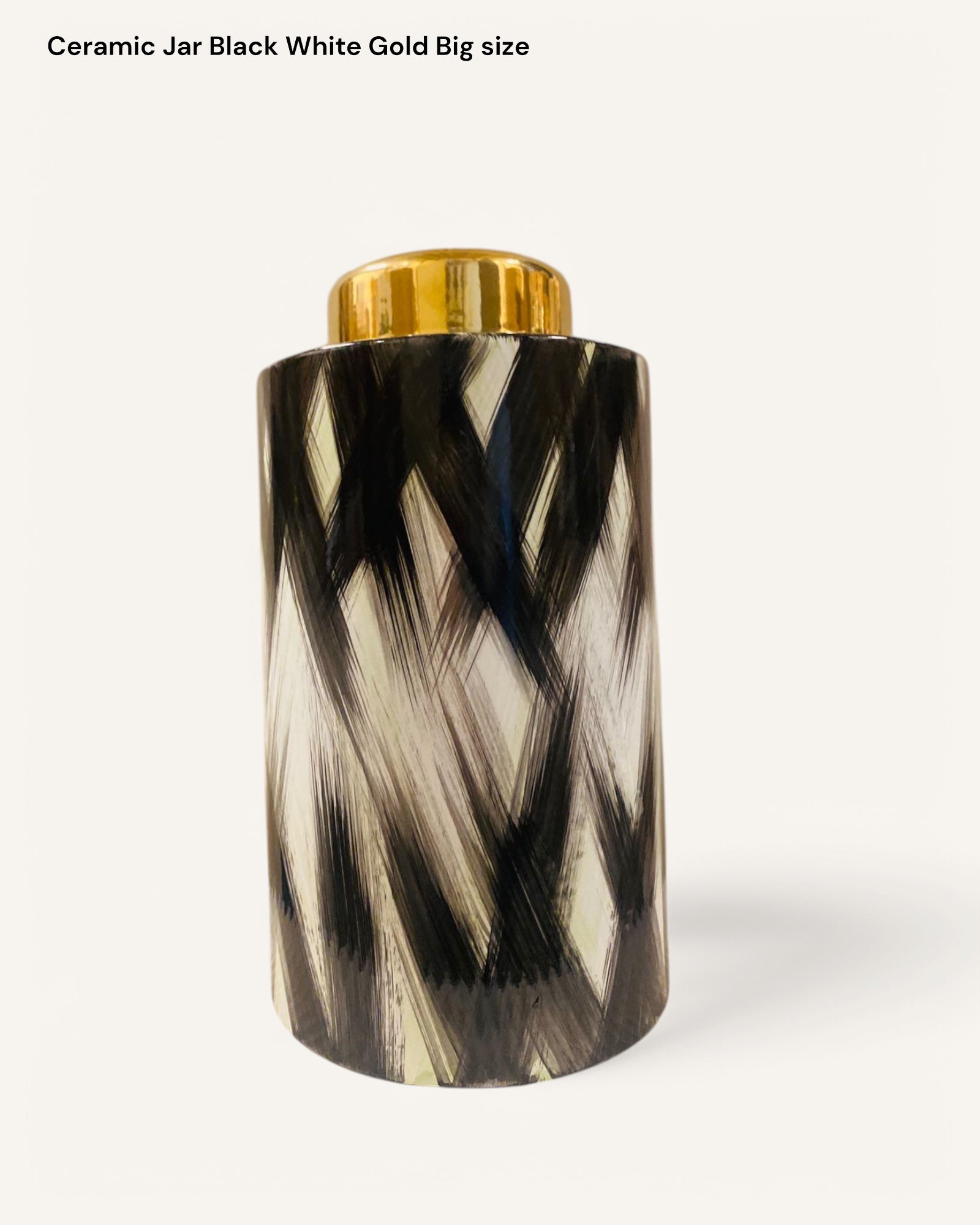 Ceramic Jar Black white gold( Big size)