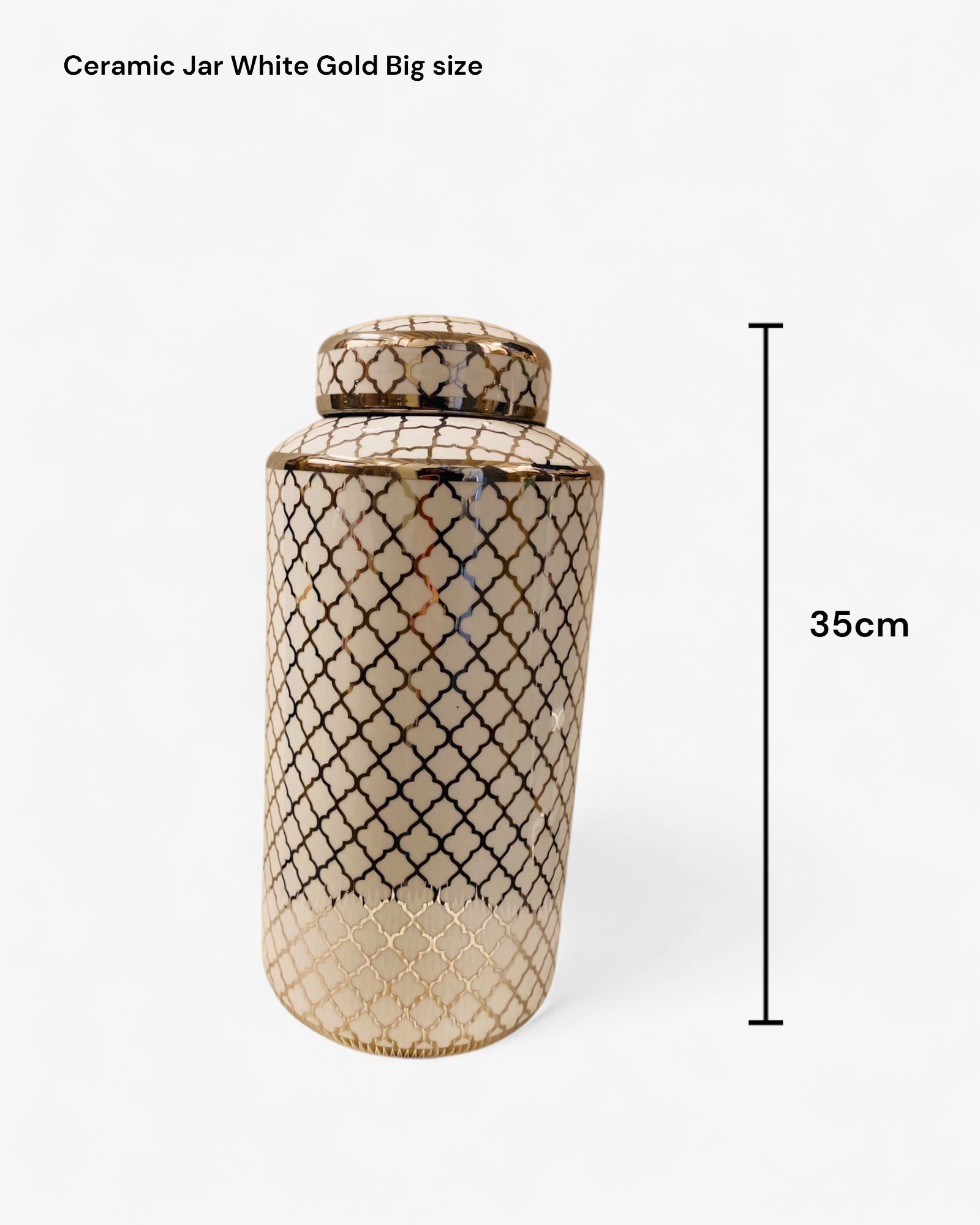 Ceramic jar white gold (Big size:H*35 W*15)
