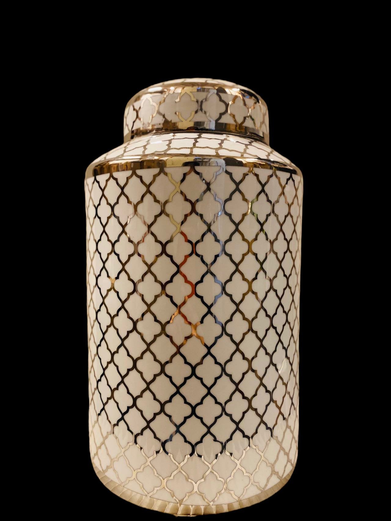 Ceramic jar white gold (Small size:H*30 W*15)