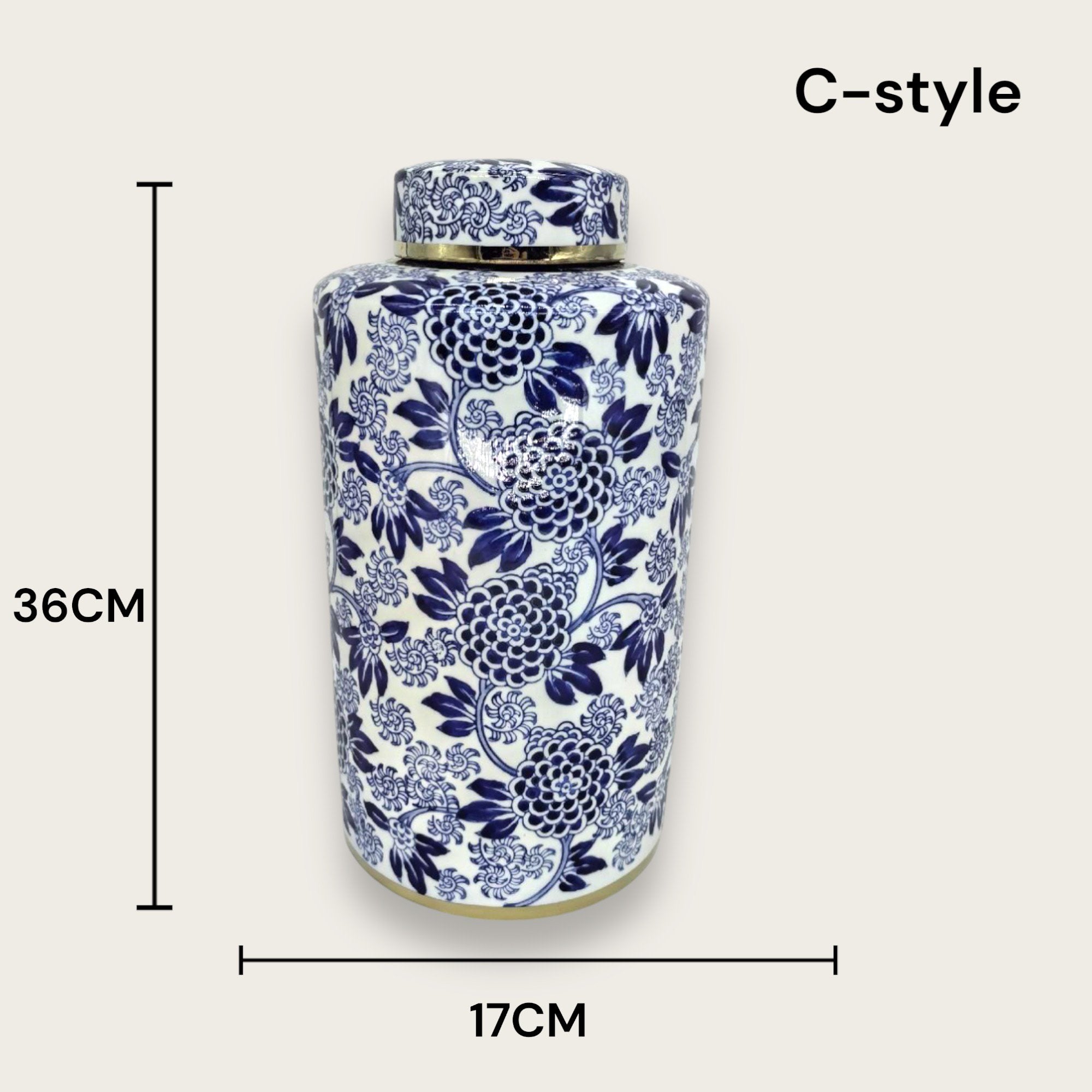 Blue and White Porcelain Flower Vase (C-style)