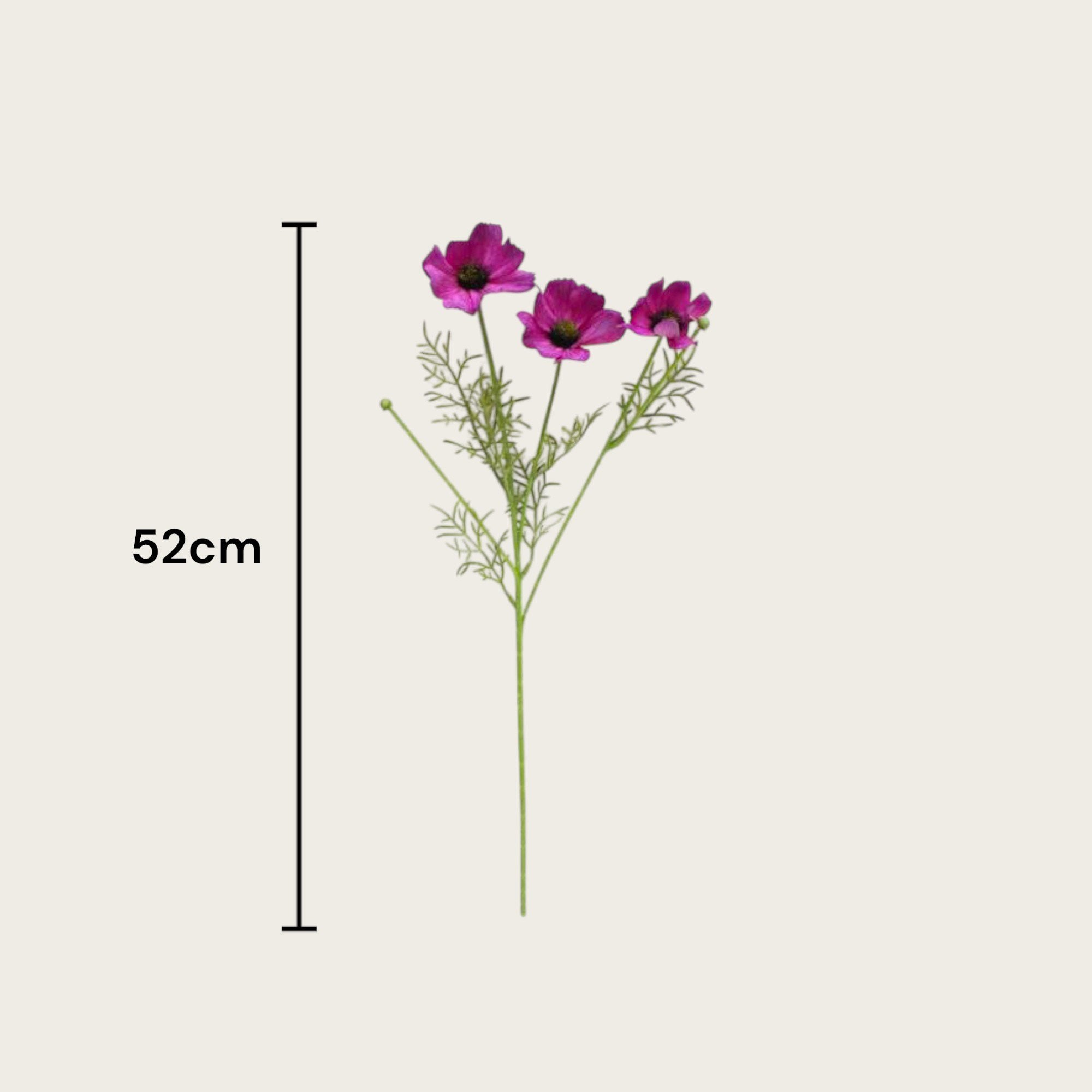 3D real touch chrysanthemum purple | Zijden kunstbloem | Lengte 52cm 1pcs