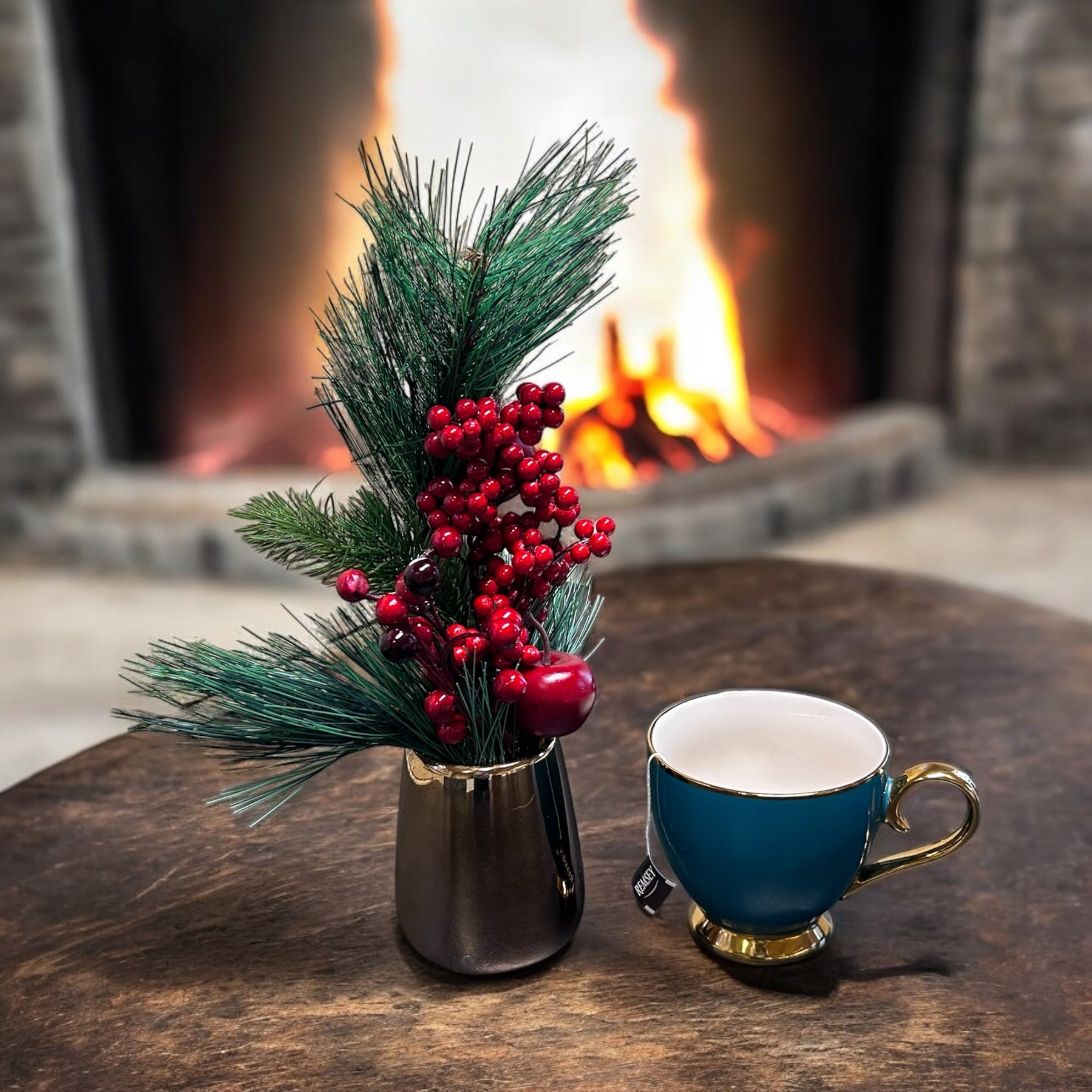 Kerstbloemcombinatie met Potten Set 01 | Zijden kunstbloem | Lengte 45CM