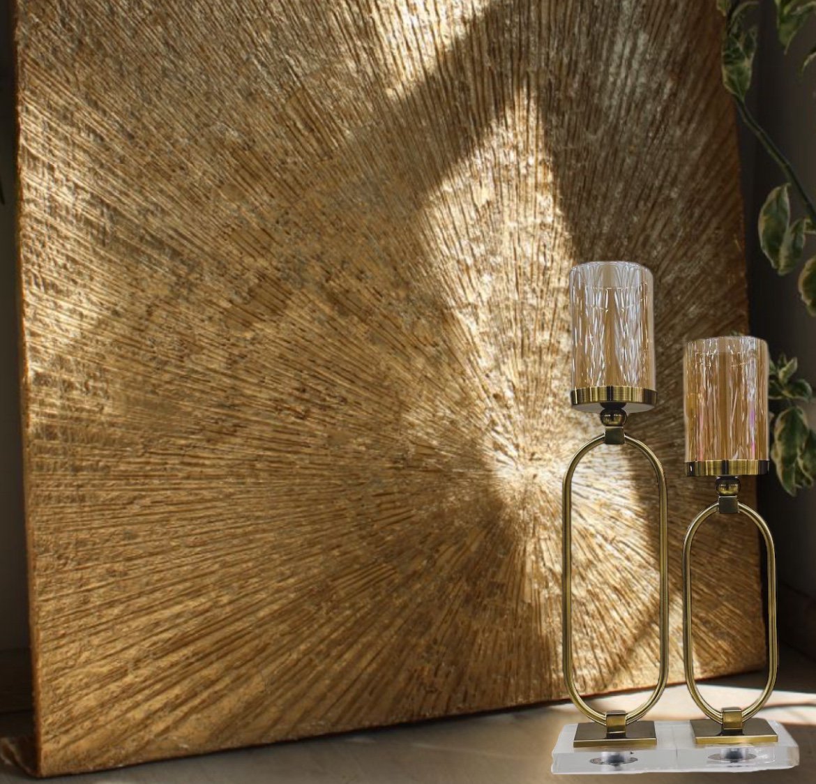 KANDELAAR | GLAS | GOUD ZH01 Big