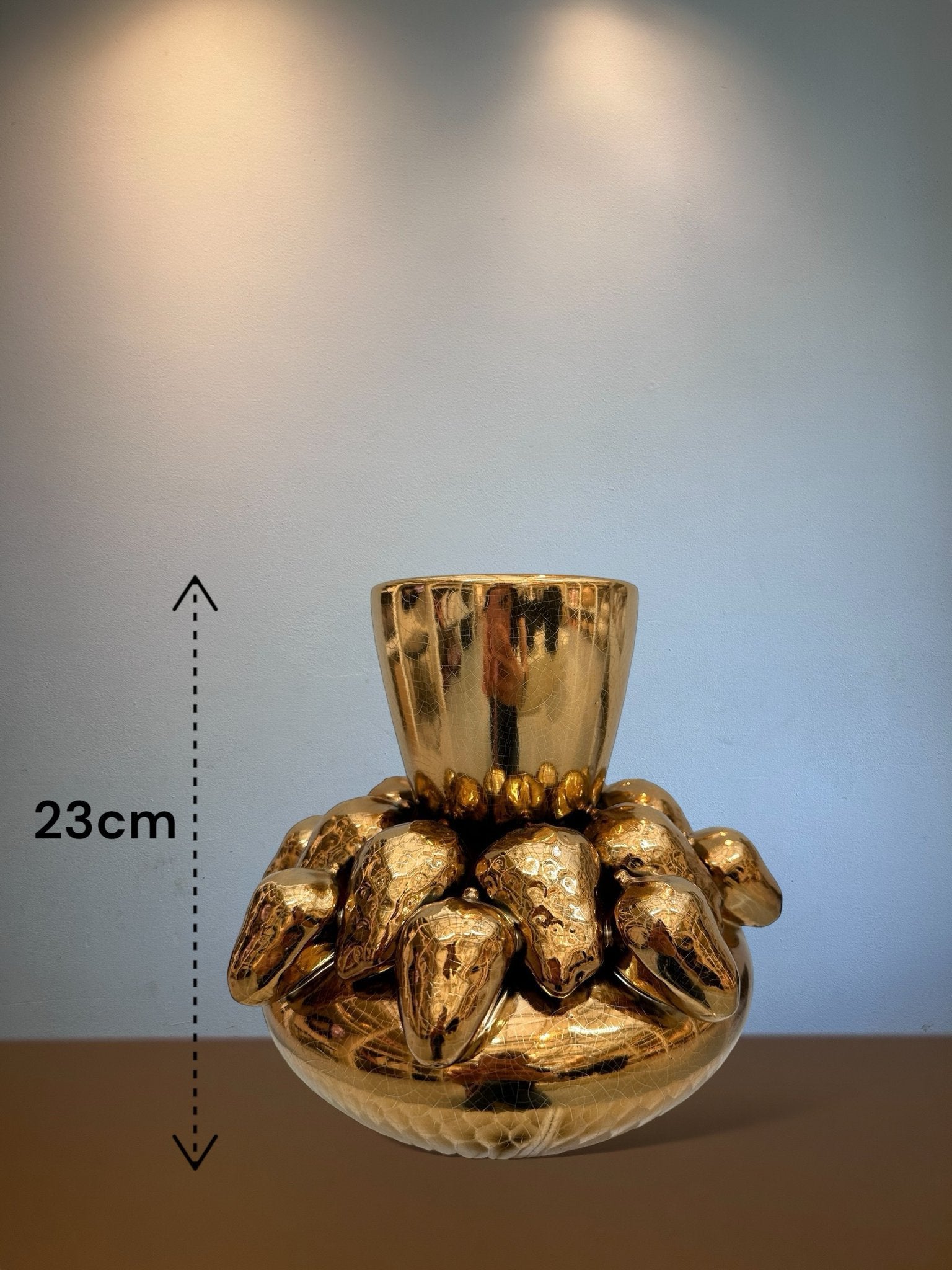 Kerstbloemcombinatie met Gouden aardbei Potten Set 03 | Zijden kunstbloem | Lengte 65CM