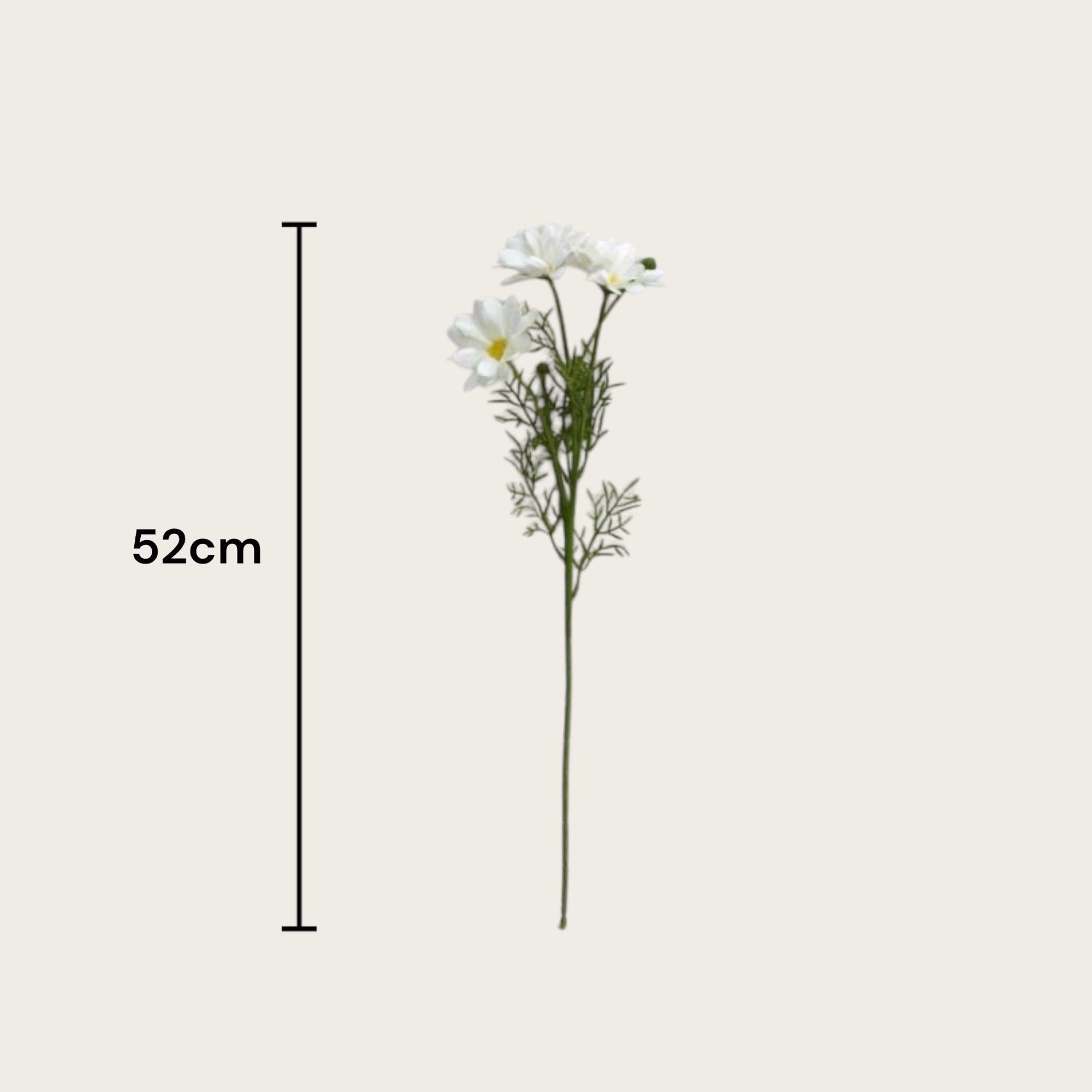 3D real touch chrysanthemum white | Zijden kunstbloem | Lengte 52cm 1pcs
