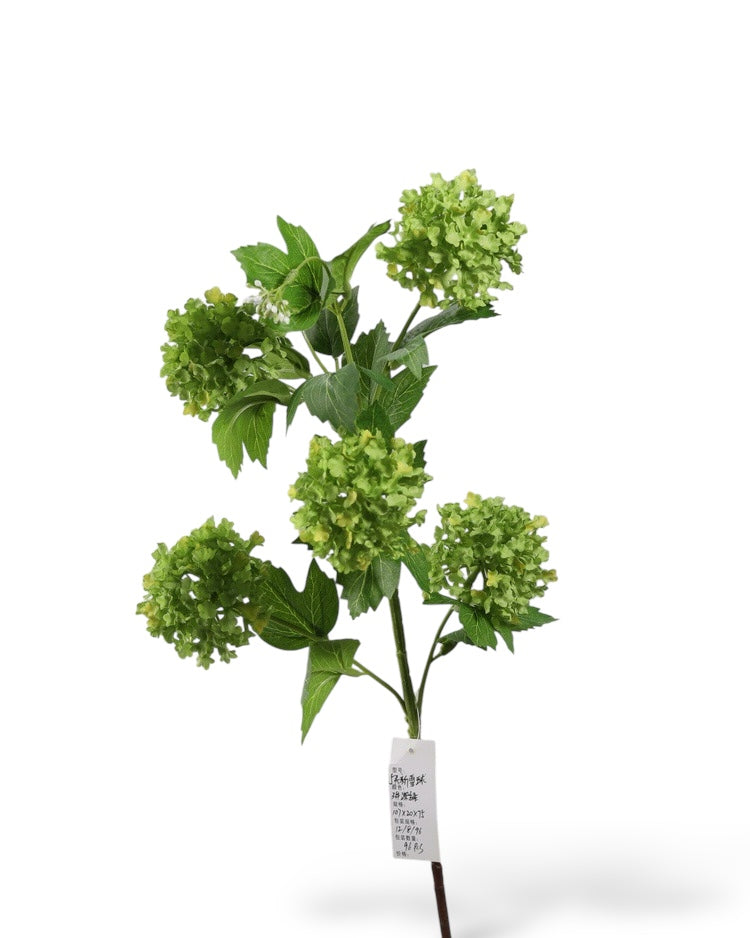Six headed green hydrangea-01 | Zijden kunstbloem | Lengte 75cm 1pcs)