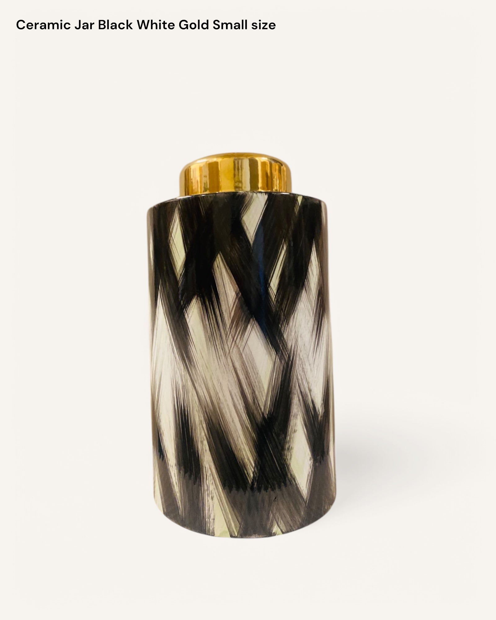 Ceramic Jar Black white gold( Small size)