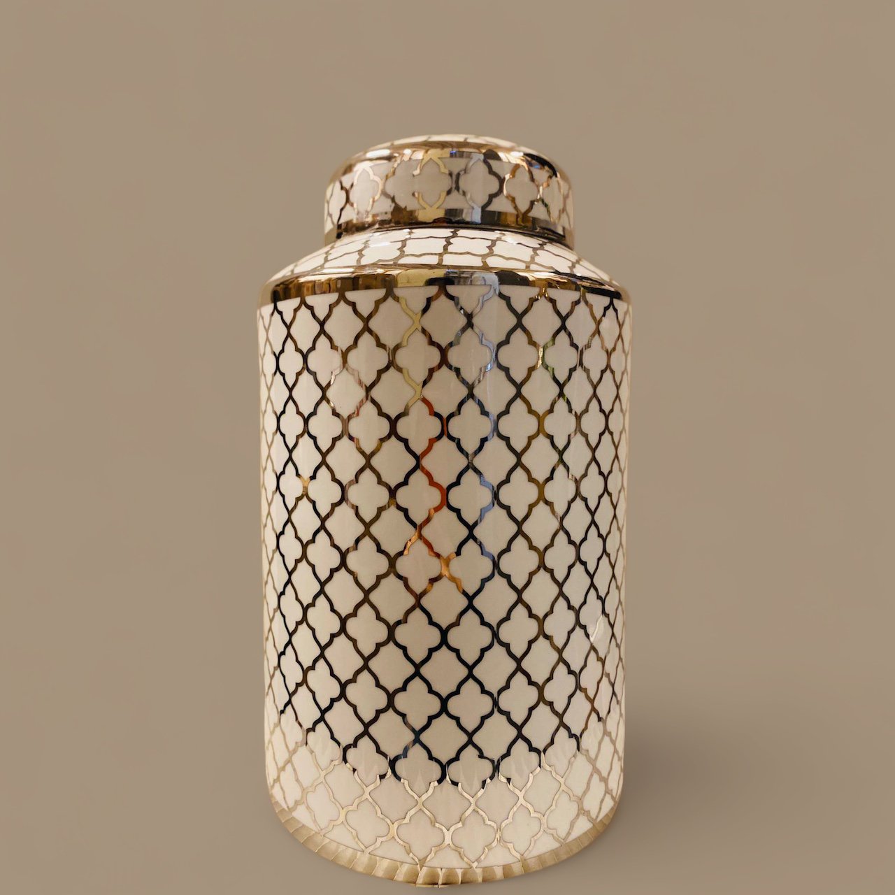 Ceramic jar white gold (Small size:H*30 W*15)