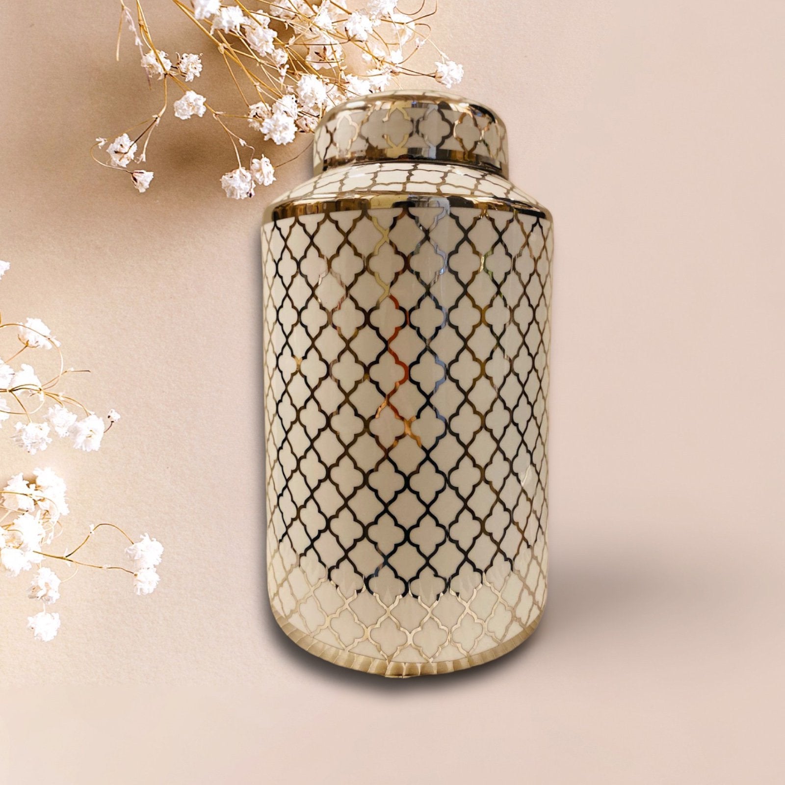 Ceramic jar white gold (Small size:H*30 W*15)