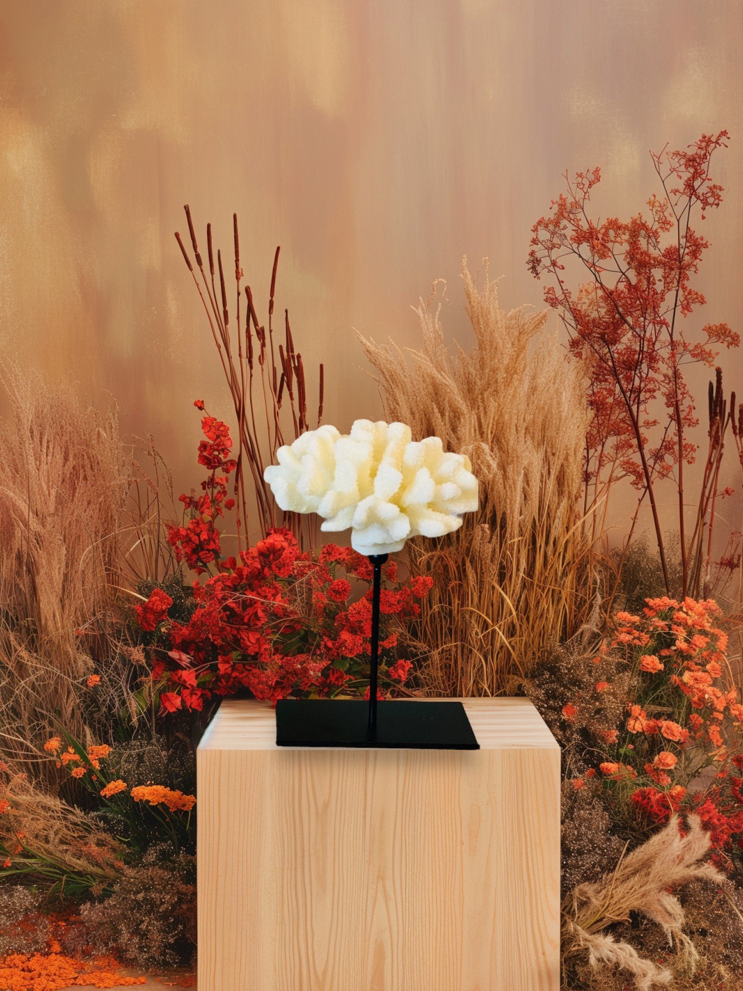 Coral collection with metal stand -s sizeH25cm W15cm D15cm