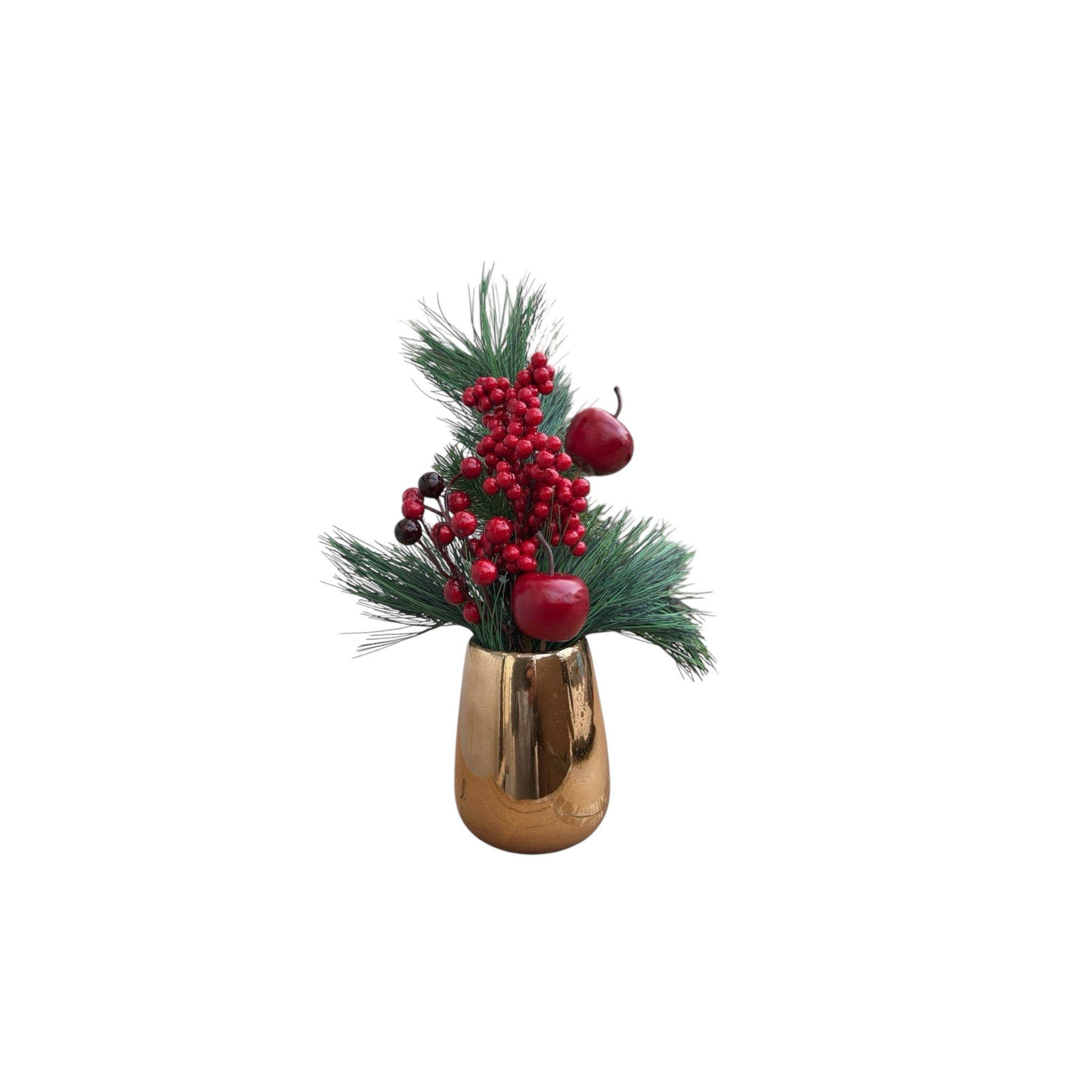 Kerstbloemcombinatie met Potten Set 01  | Zijden kunstbloem | Lengte 45CM