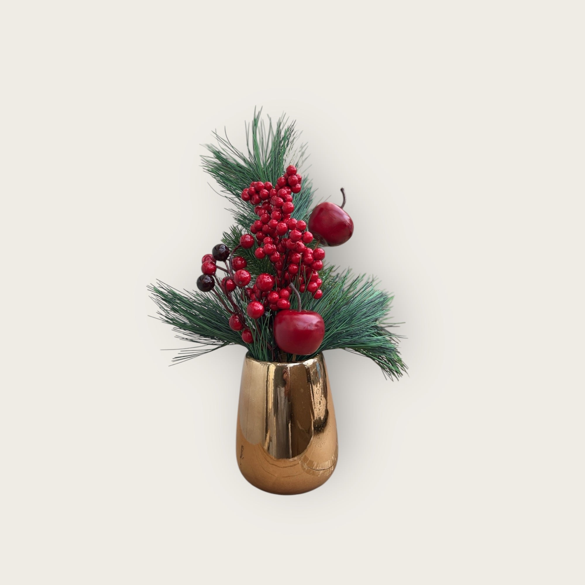 Kerstbloemcombinatie met Potten Set 01  | Zijden kunstbloem | Lengte 45CM