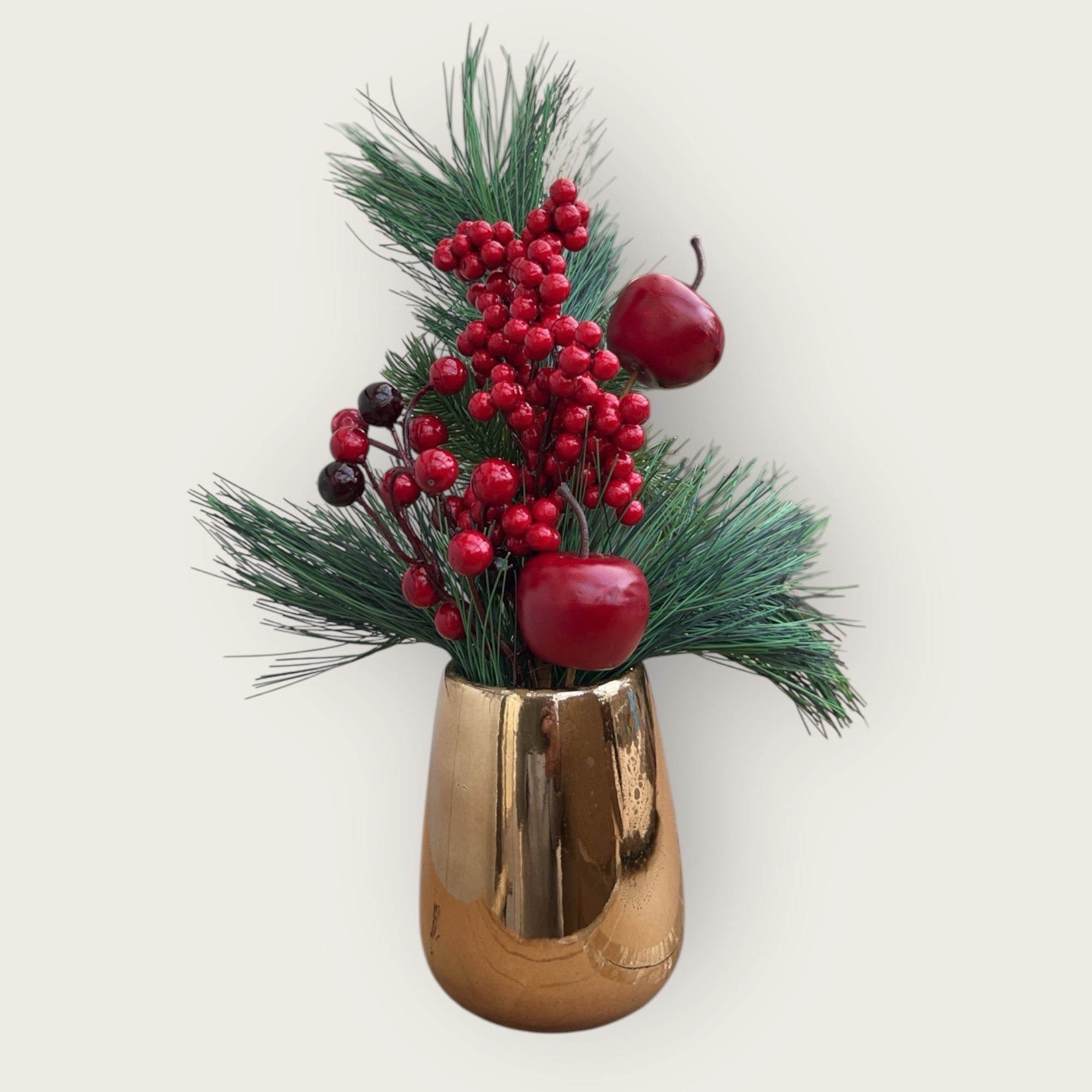 Kerstbloemcombinatie met Potten Set 01  | Zijden kunstbloem | Lengte 45CM